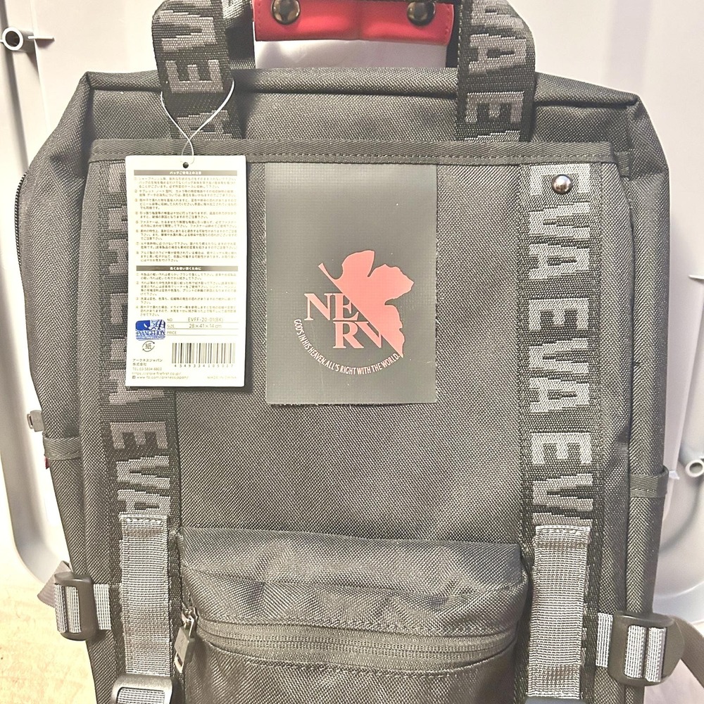 Rare Evangelion Fire First NERV Square Backpack Black EVFF-20-01 Laptop Bag